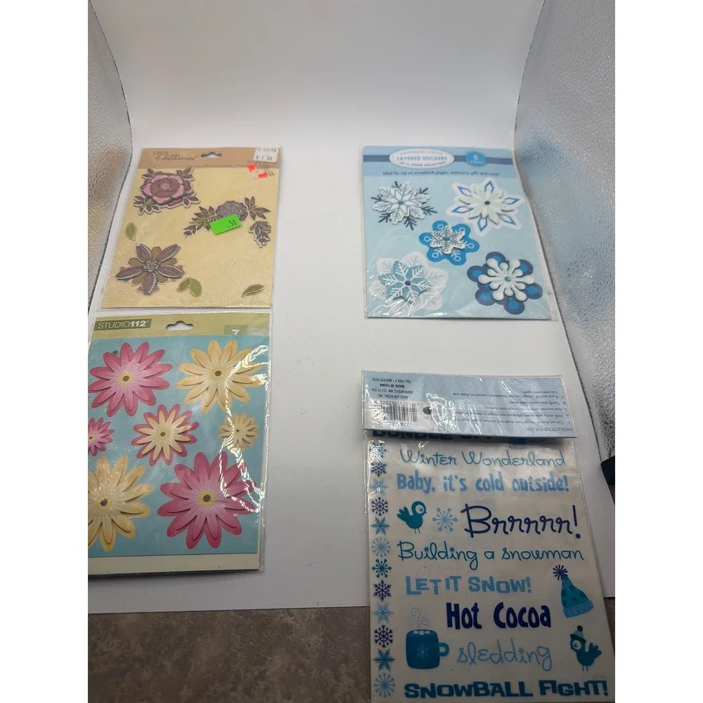 Mixed Lot Scrapbooking Stickers Embellishments Winter Christmas Floral 3D Foam